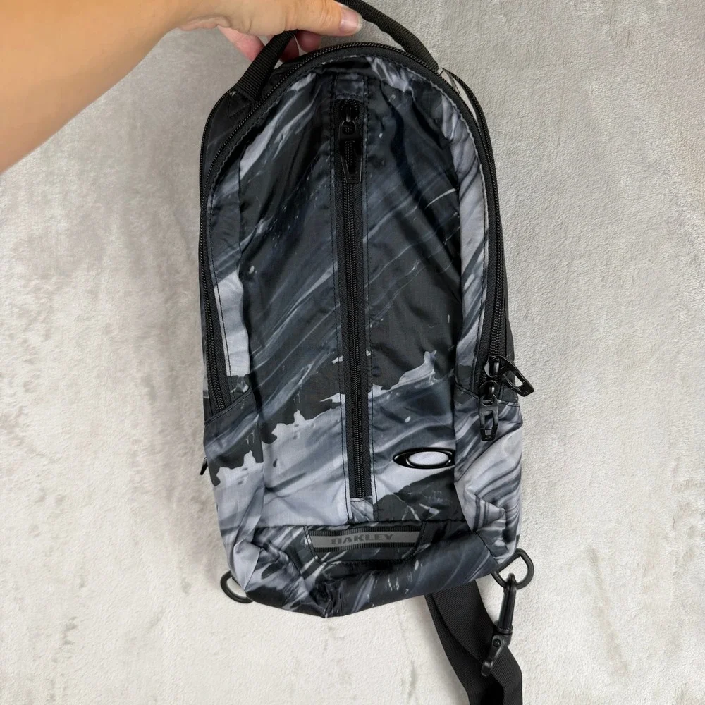 Oakley Street Sling Bag Black White Marble Print Ripstop Crossbody Backpack